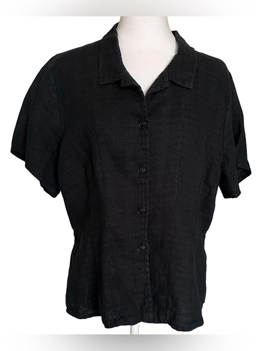 FLAX 100% Linen Button-Down Blouse Top Women’s Size Small Short Sleeve